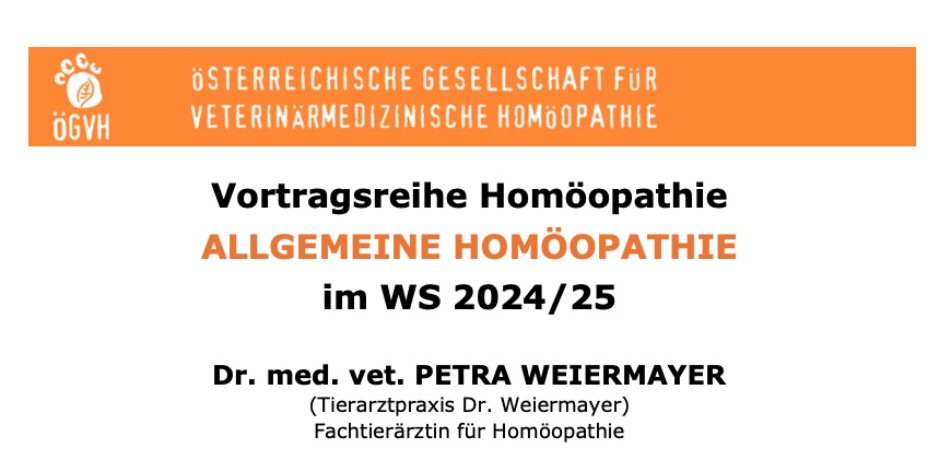 Start der kostenlosen Vortragsreihe „Allgemeine Homöopathie”: Homöopathie in der Kleintierpraxis Case reports & Arzneimittelbilder
